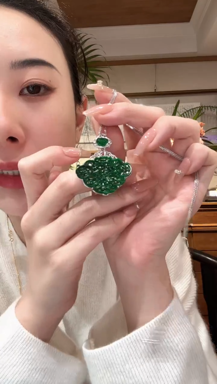 【闪购商品】翡翠颈饰银S925镶嵌国风