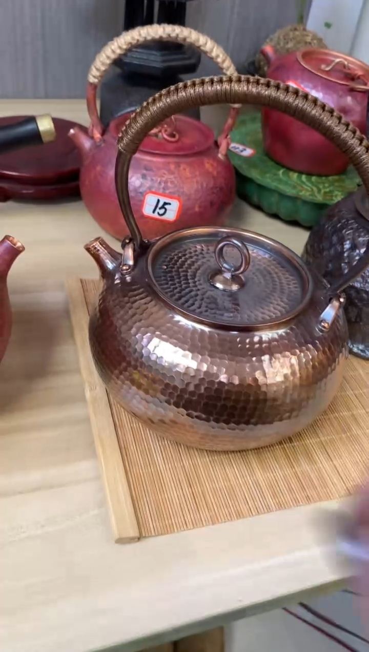 紫铜做旧北村圆环提梁壶