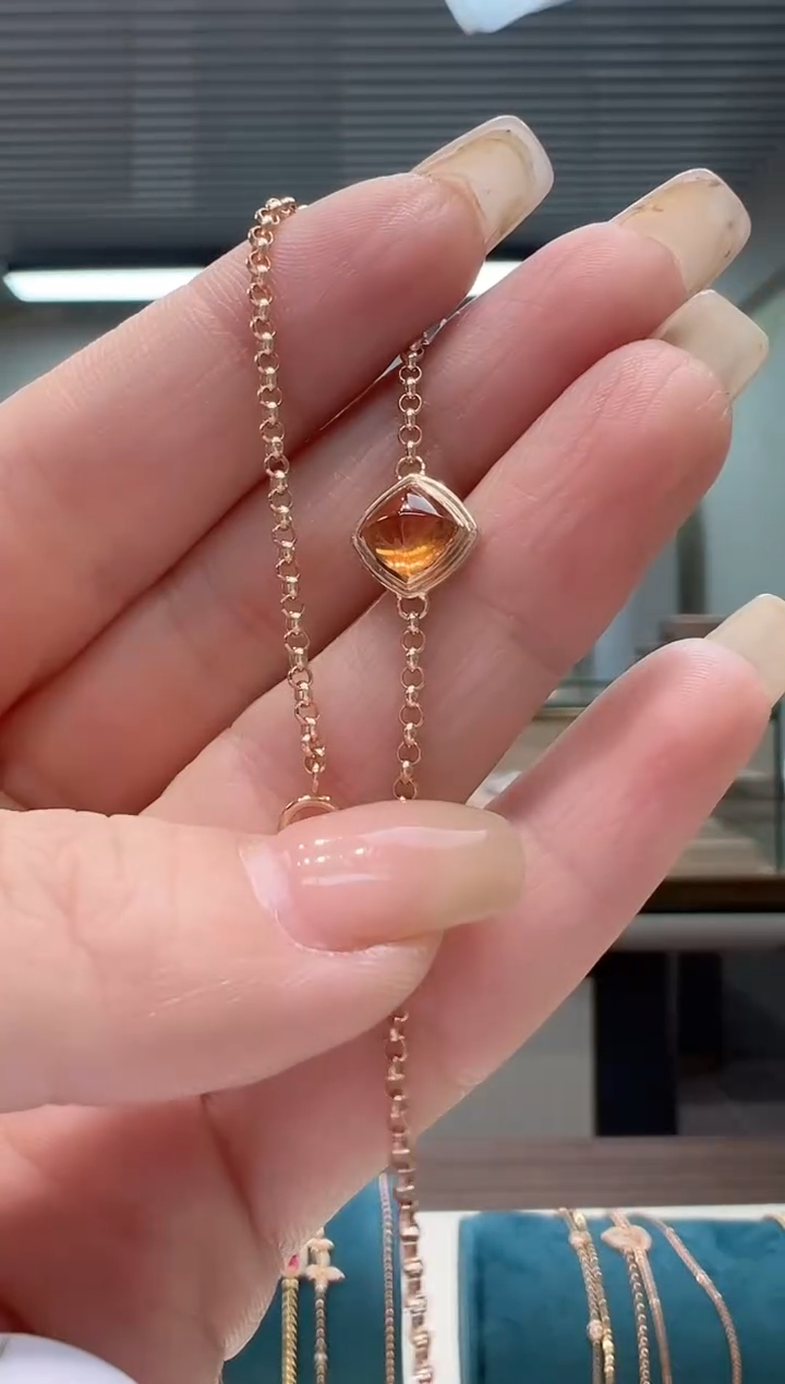【闪购商品】石榴石（芬达石）手链18K金镶嵌芬达手链K红