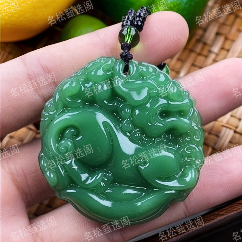 深绿双面貔貅.手工男女同款双面时尚经典百搭精美吊坠