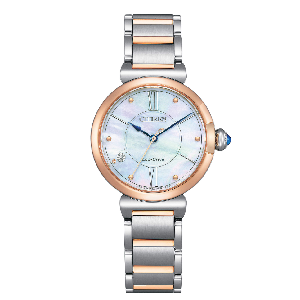 Citizen/西铁城【徐姐专属】光动能贝母表盘钢带女表EM1074-82D