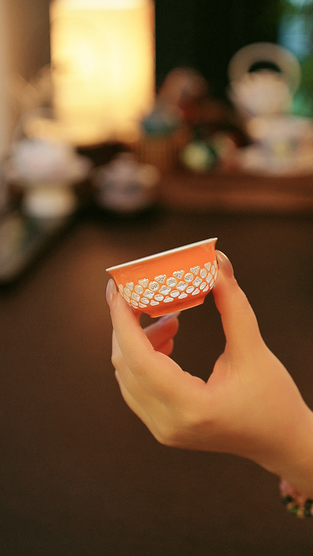 玲珑瓷橘杯