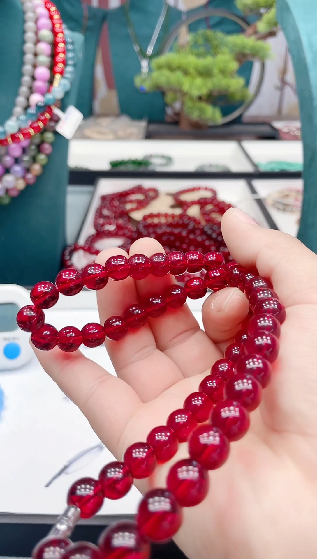 图片款10mm酒红项链时尚