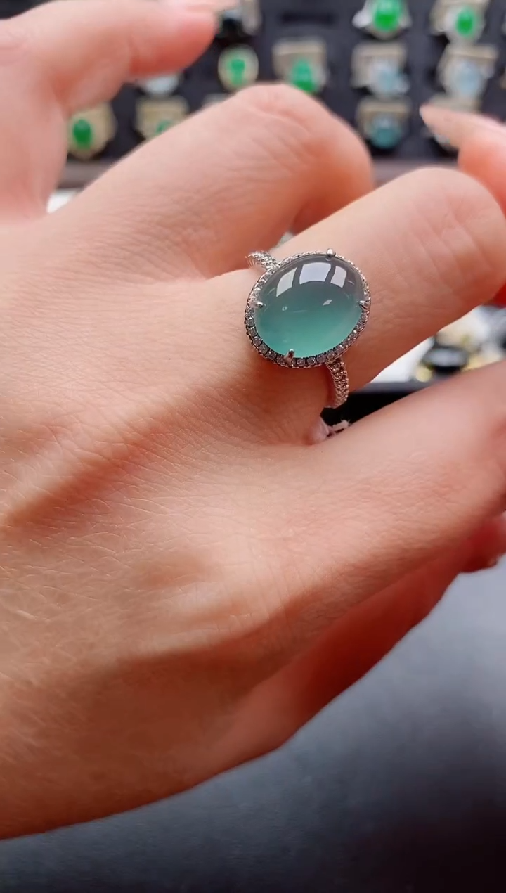 银S925镶嵌戒指翡翠1