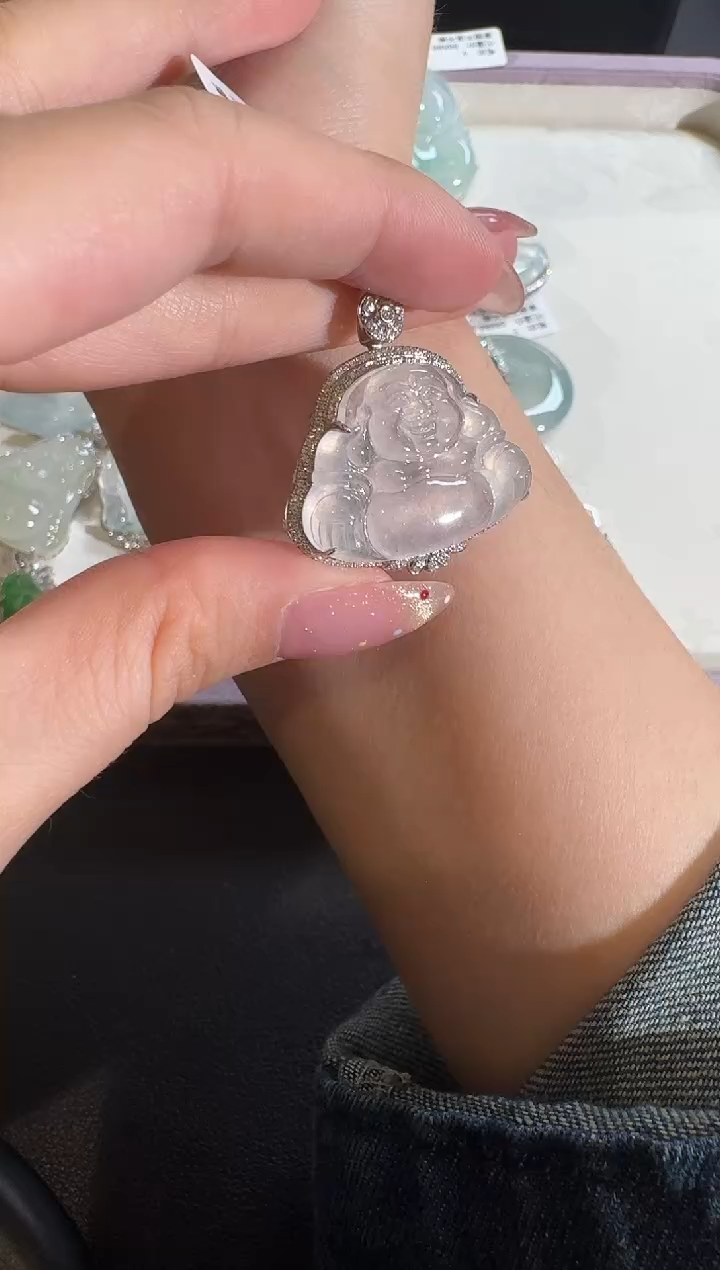 【闪购商品】翡翠吊坠(不含链)18K金镶嵌【源头工厂】钻石镶嵌