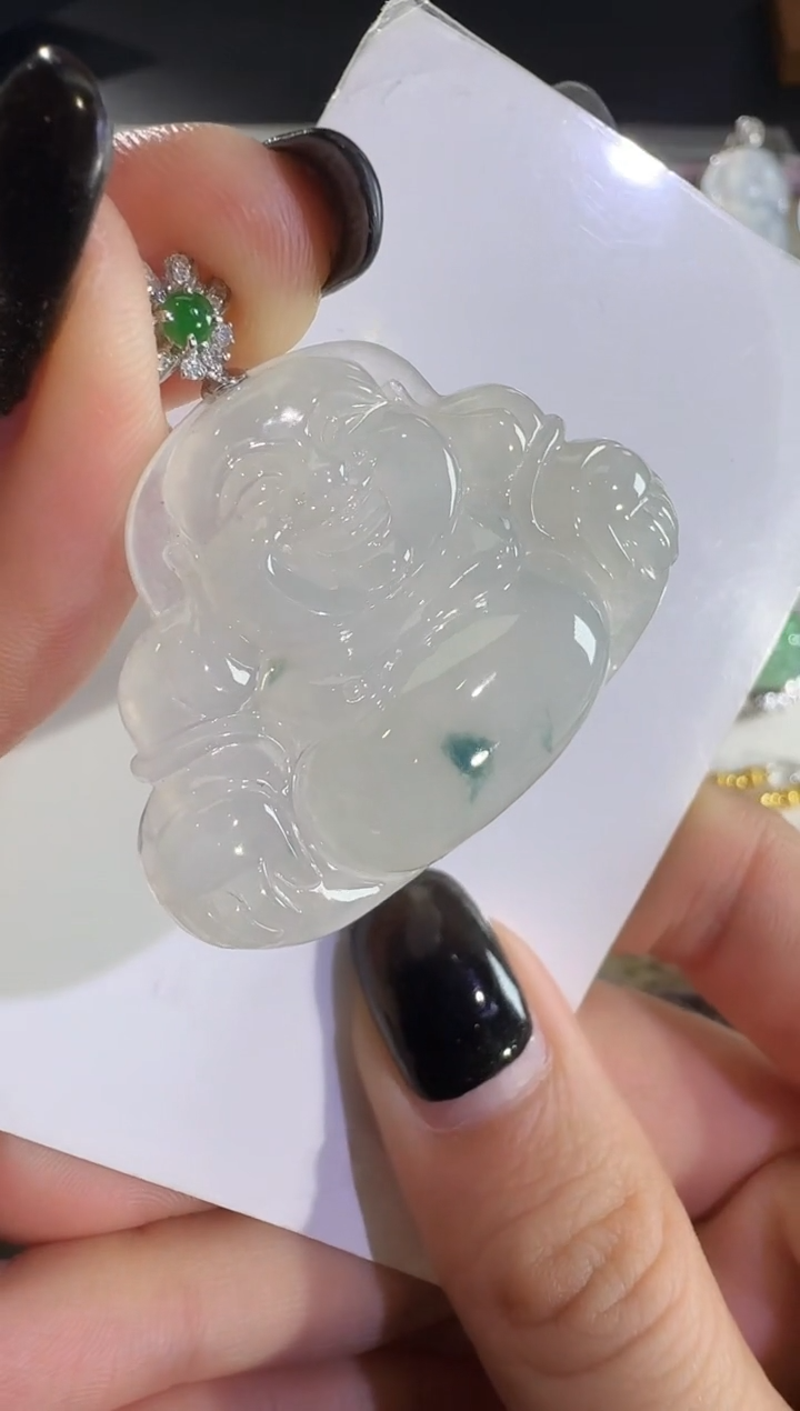 吊坠(不含链)18K金镶嵌翡翠【源头工厂】钻石镶嵌