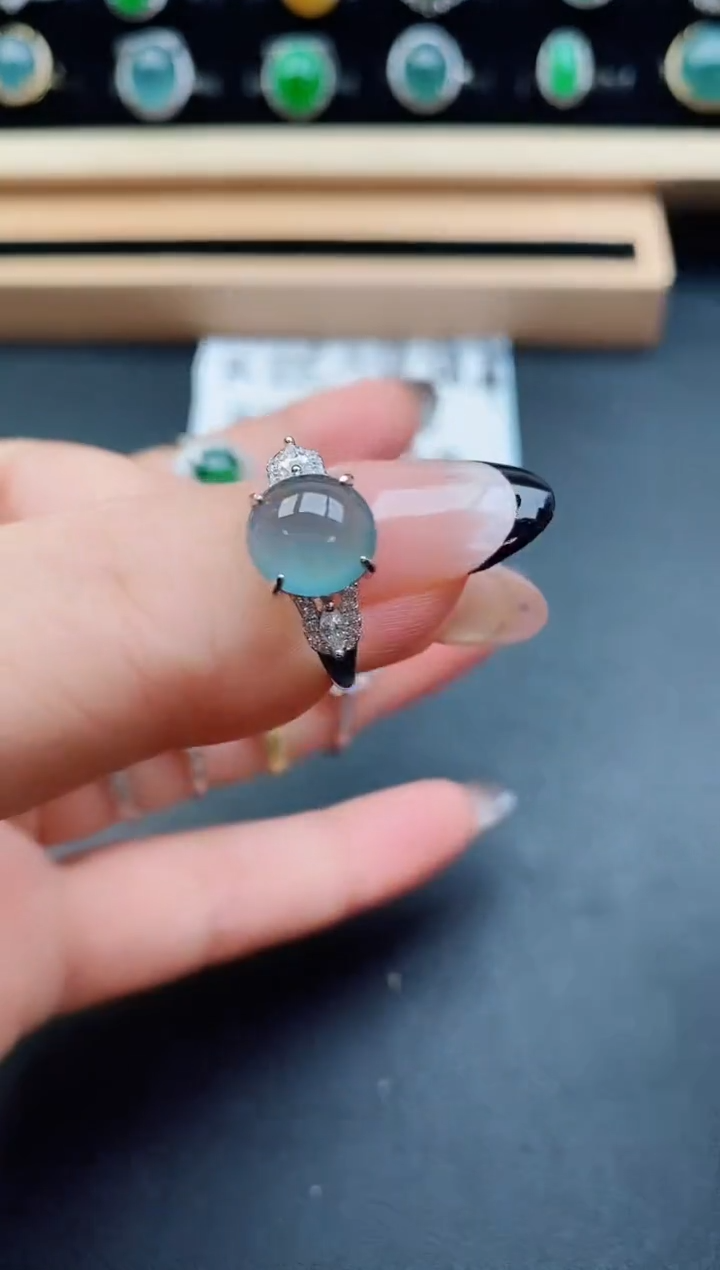 翡翠戒指银S925镶嵌58500