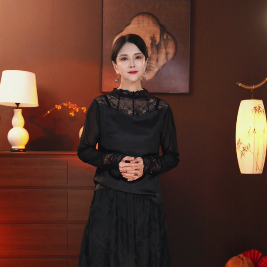 延禧-非遗香云纱基础款网纱秋冬复古打底衫新中式上衣国风