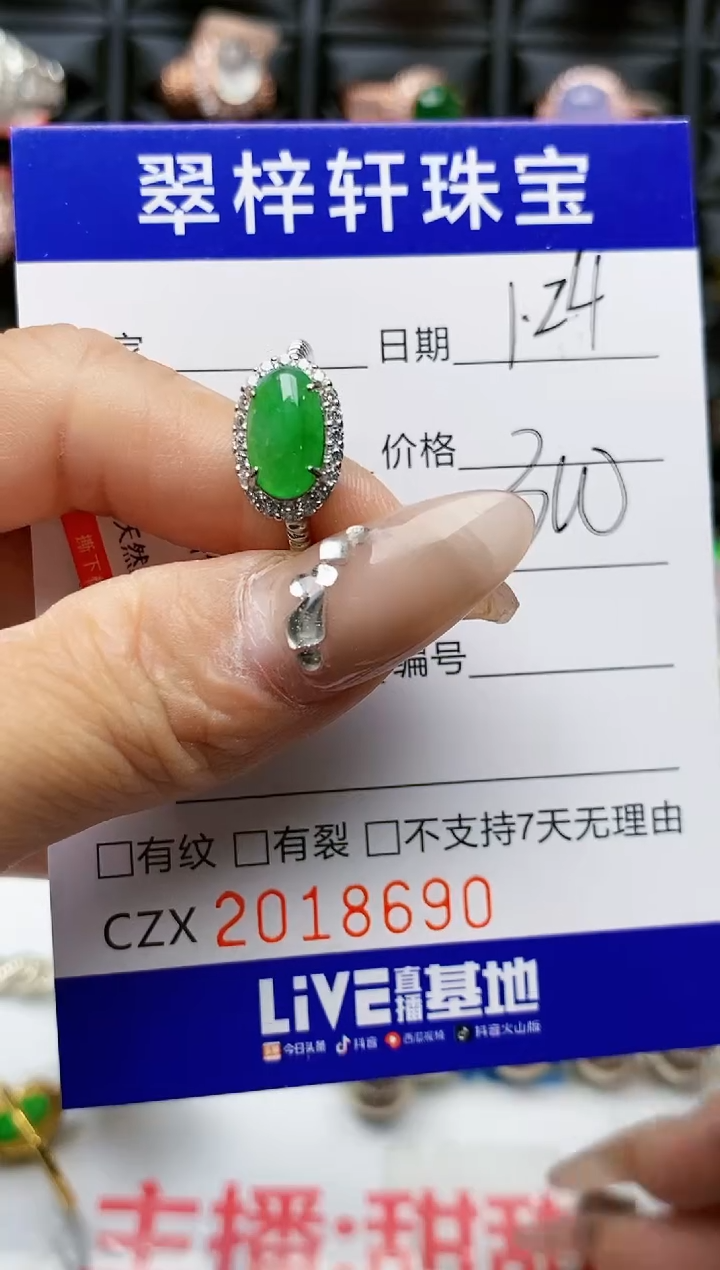 【闪购商品】翡翠戒指银S925镶嵌8690