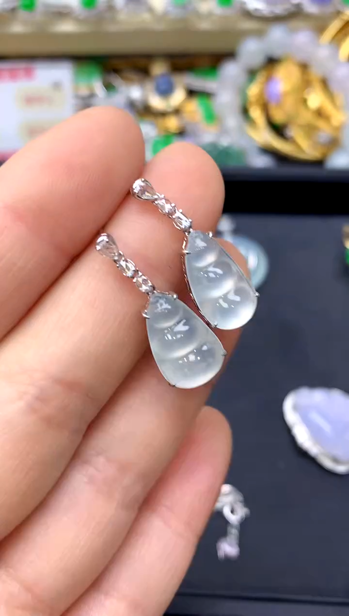 18K金镶嵌翡翠耳饰343-中国好珍宝