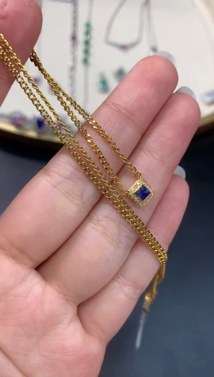 【闪购商品】蓝宝石套链18K金镶嵌A490多样性发一件|2980