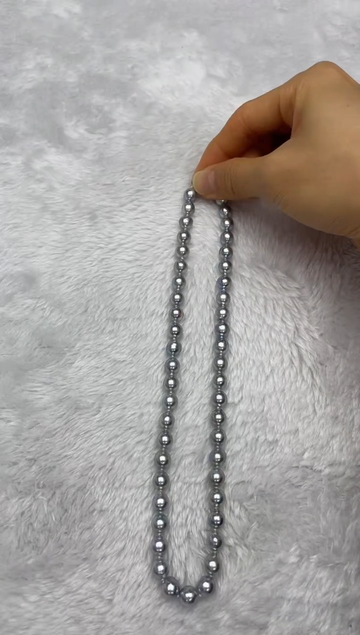 项链银S925镶嵌海水珍珠AK真多麻8-8.5mm