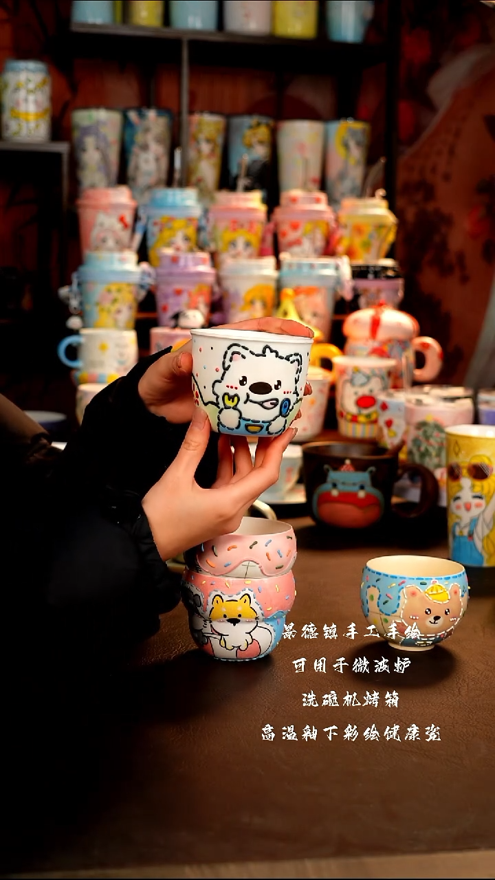 景德镇手工手绘陶瓷杯杯
