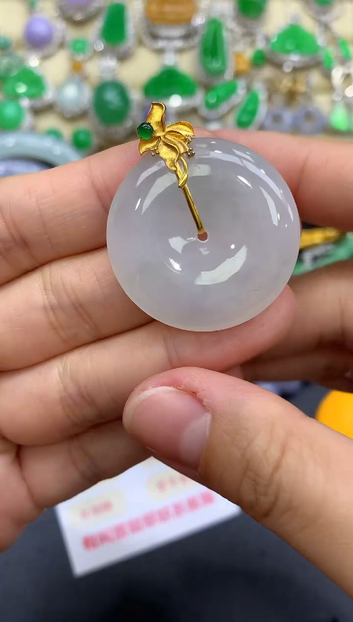 颈饰18K金镶嵌翡翠130-中国好珍宝