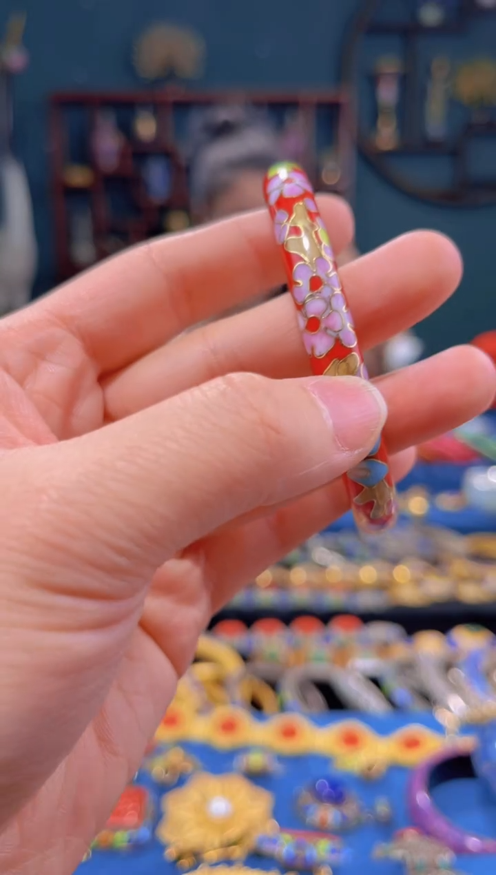 【闪购商品】非遗景泰蓝手镯细 55-60 红色