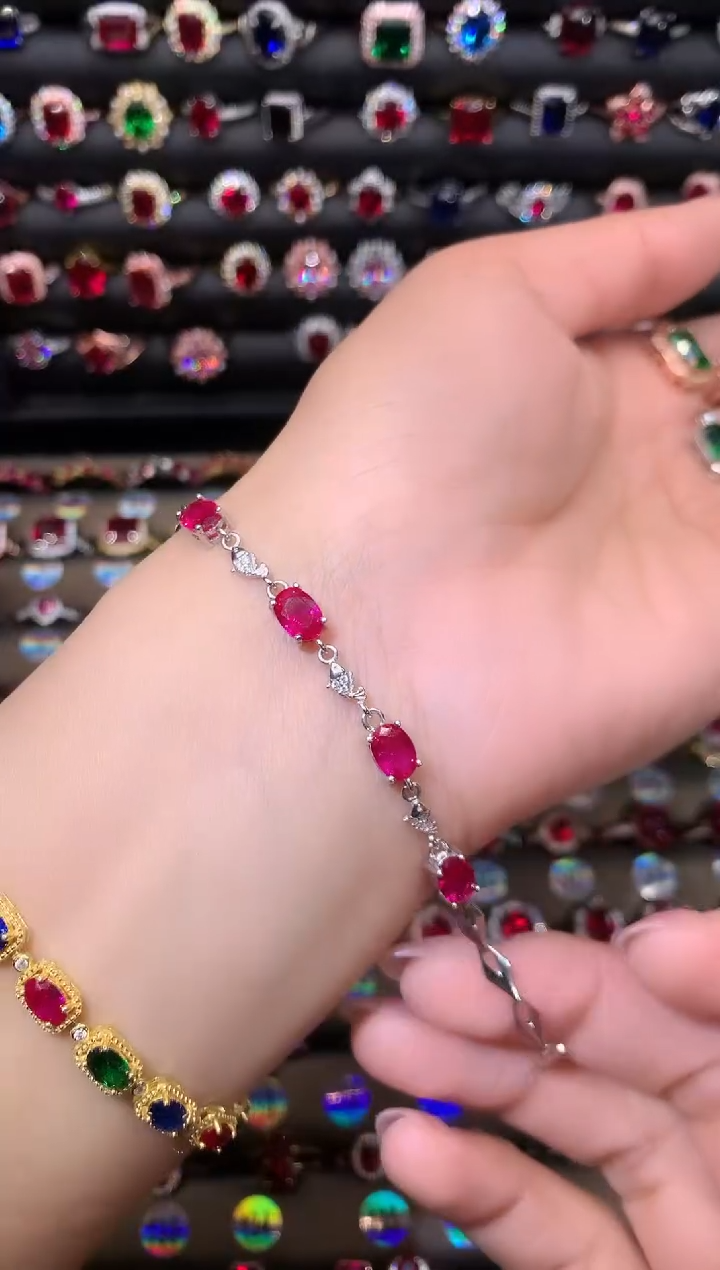 【闪购商品】红宝石手链银S925镶嵌1