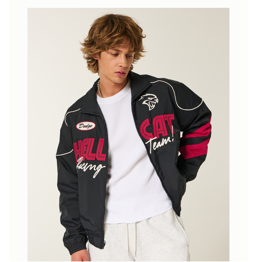 Hollister25秋冬新款美式道奇地狱猫赛车夹克外套男装332-5083