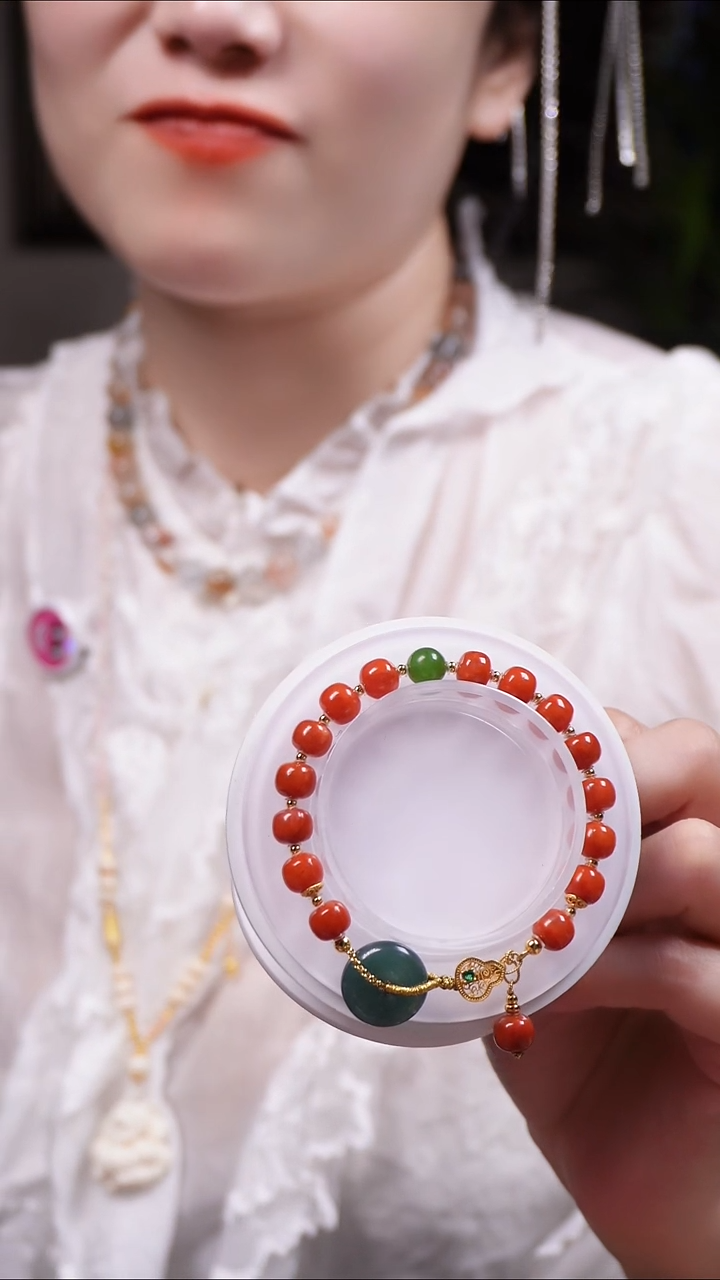 南红玛瑙银S925镶嵌和田玉等手链
