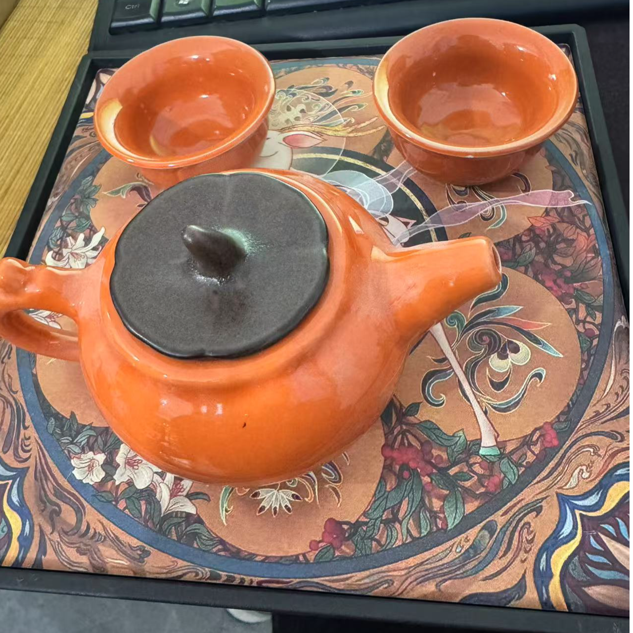 柿子壶加两杯加吸水茶盘