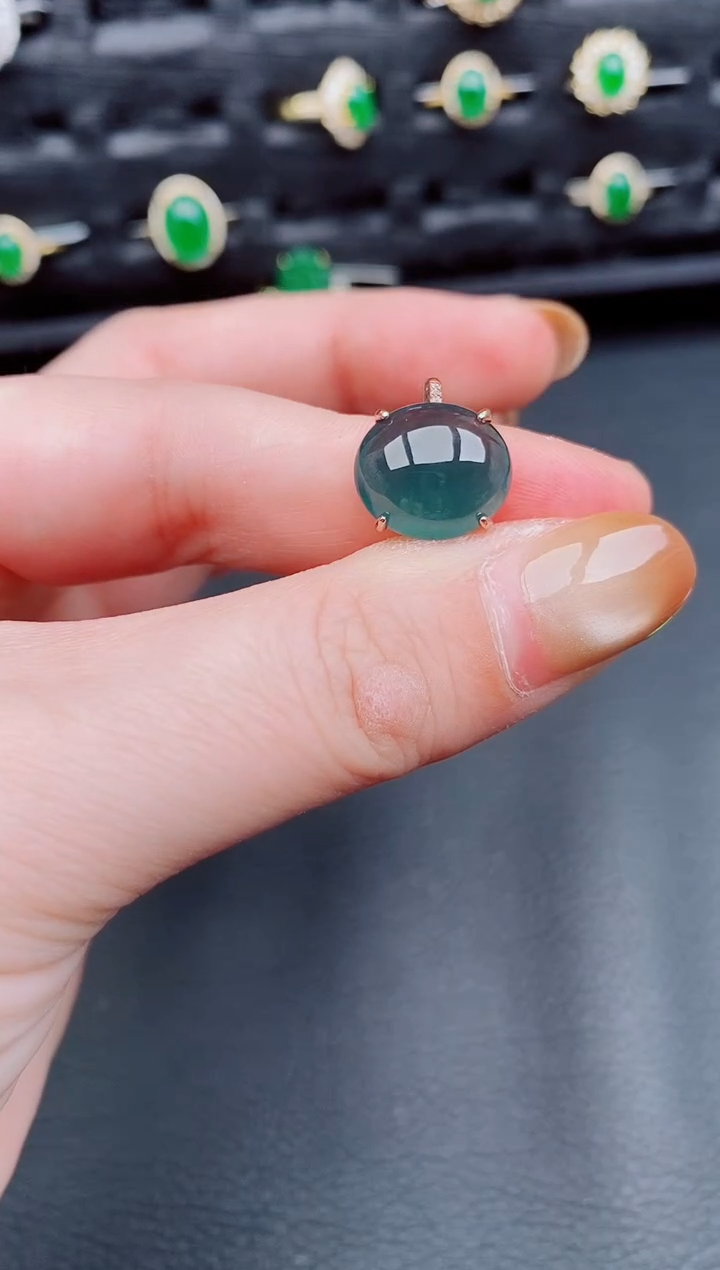 【闪购商品】翡翠戒指银S925镶嵌天然a货翡翠231