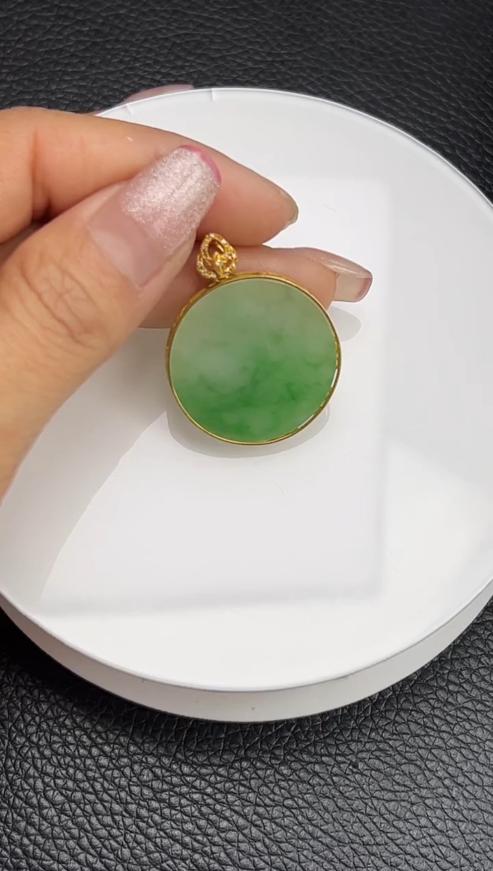 【闪购商品】翡翠颈饰18K金镶嵌K505-94 无事牌