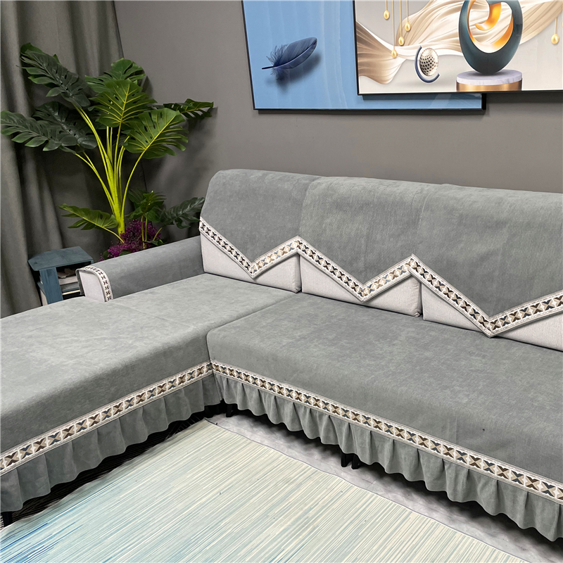 【雪尼尔全套/坐垫+靠背+扶手】雪尼尔四季通用纯色中式坐垫靠背罩