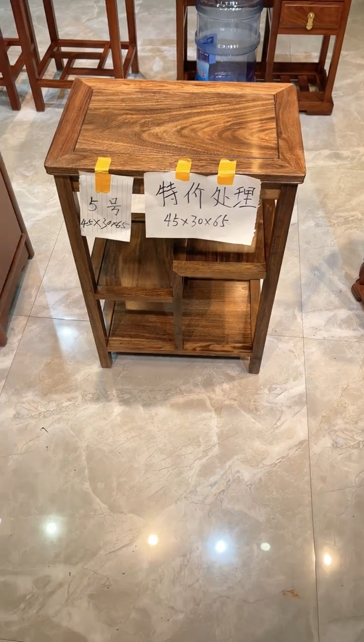 黑酸枝木类成套家具原木色置物架45*30*65