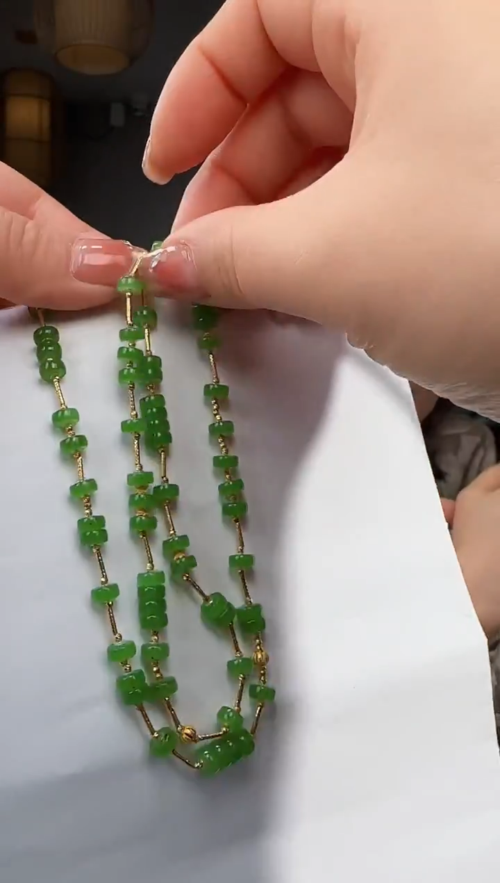 颈饰18K金镶嵌和田玉多样性发货拍一发一 