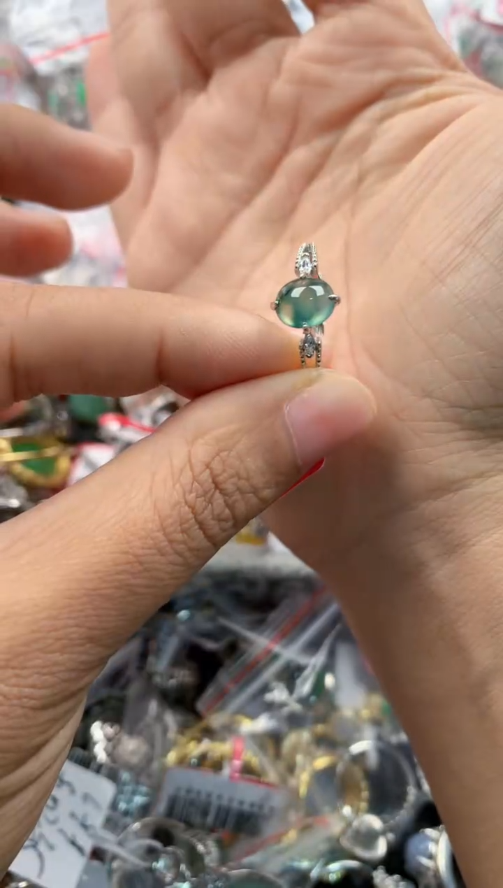 银S925镶嵌戒指翡翠222               9