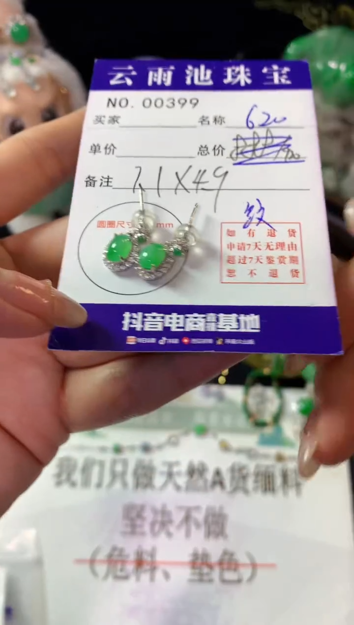 银S925镶嵌翡翠耳饰翡翠