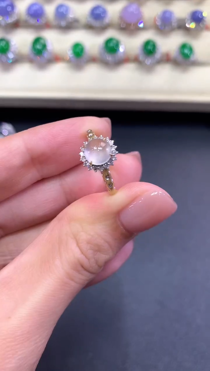 【闪购商品】翡翠戒指18K金镶嵌a68