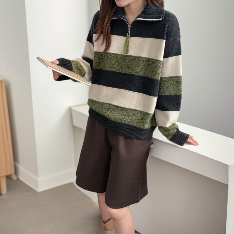 撞色百搭毛衣秋冬拉链时尚ZZK25020