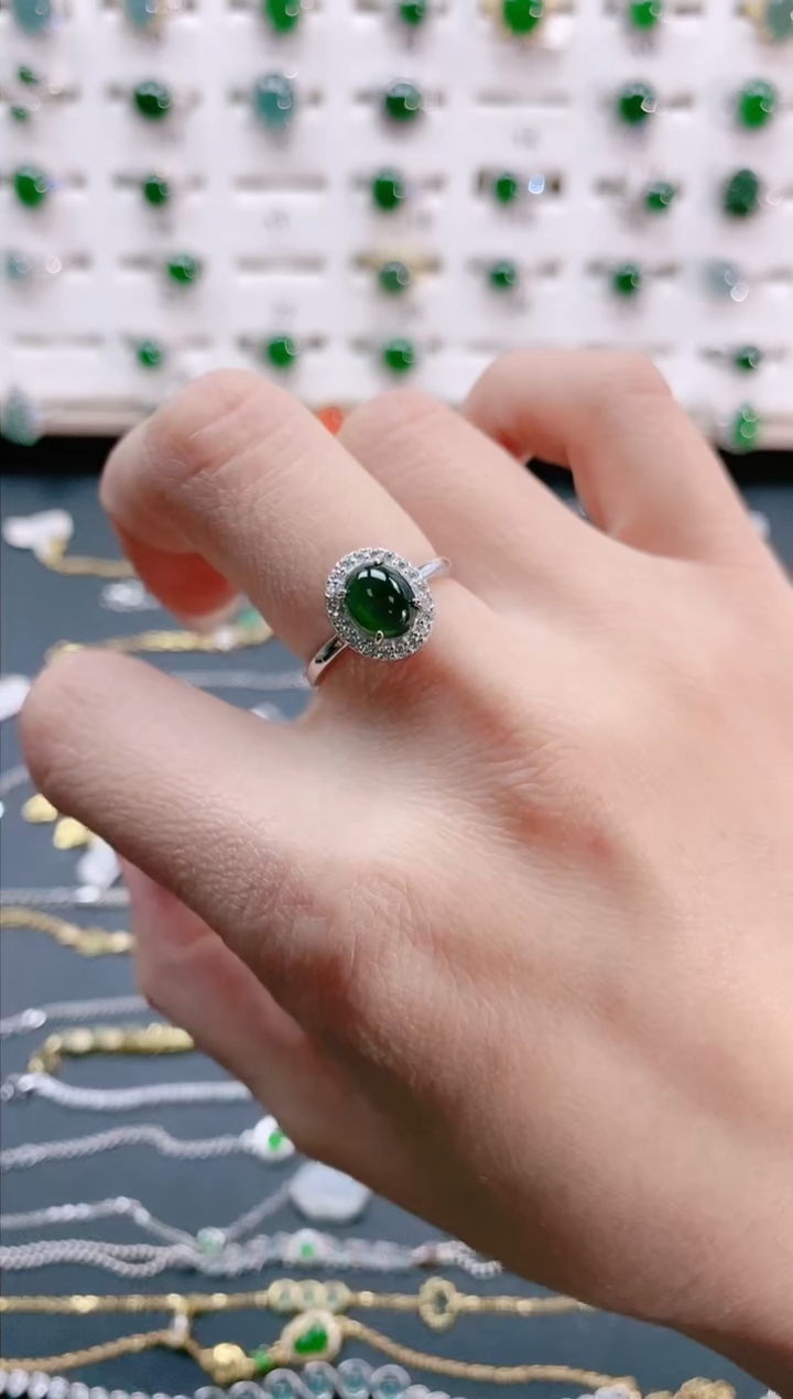 【闪购商品】翡翠戒指银S925镶嵌天然翡翠