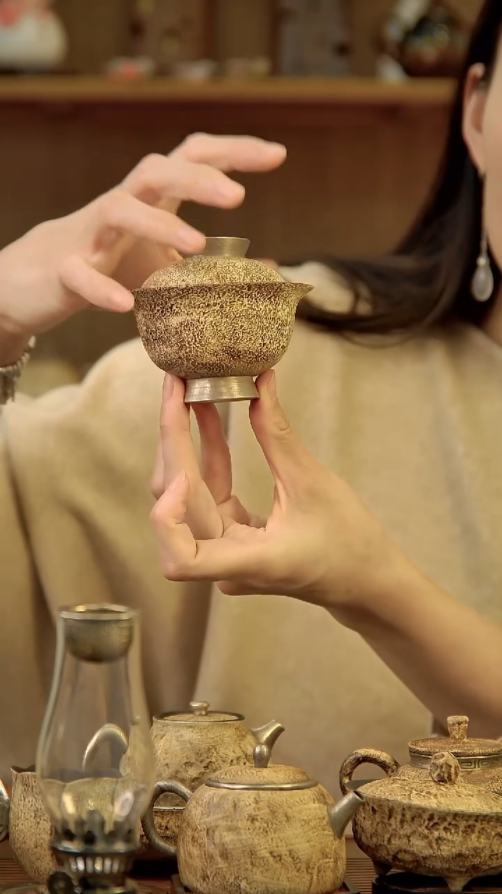 言野手作 粉引仿古小桥盖碗