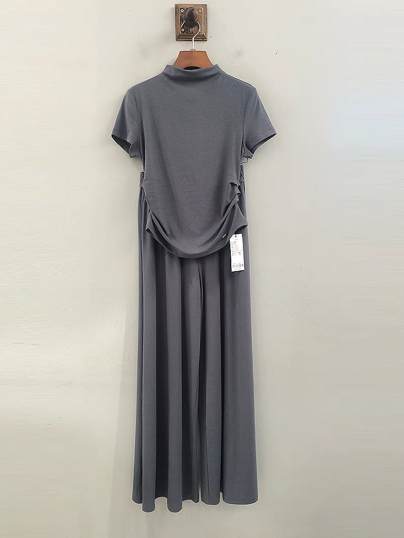 TZKDS01A麦寻2025夏时尚短袖T恤套装设计感上衣松紧腰阔腿裤裙裤