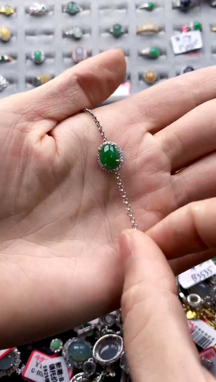 翡翠戒指银S925镶嵌33333---10