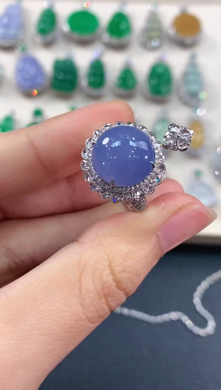 【闪购商品】翡翠戒指18K金镶嵌B215 有色差