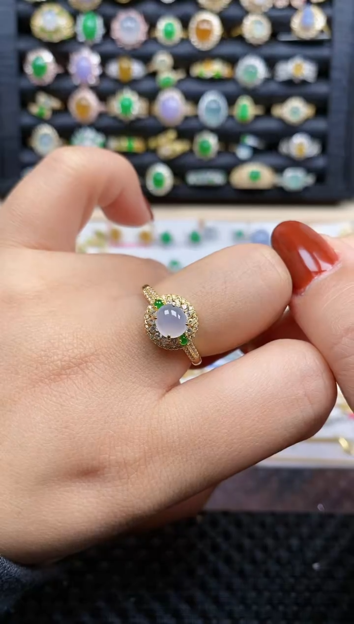 银S925镶嵌戒指翡翠306