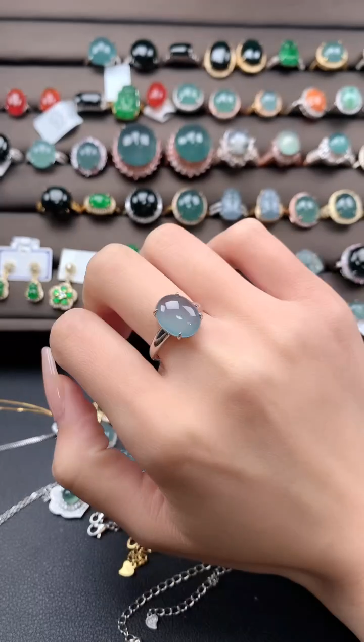 【闪购商品】翡翠戒指银S925镶嵌313131