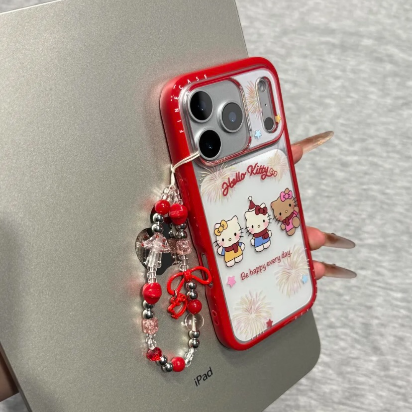 ins韩系烟花三只围巾Kitty手机壳适用于iPhone17promax/16防摔