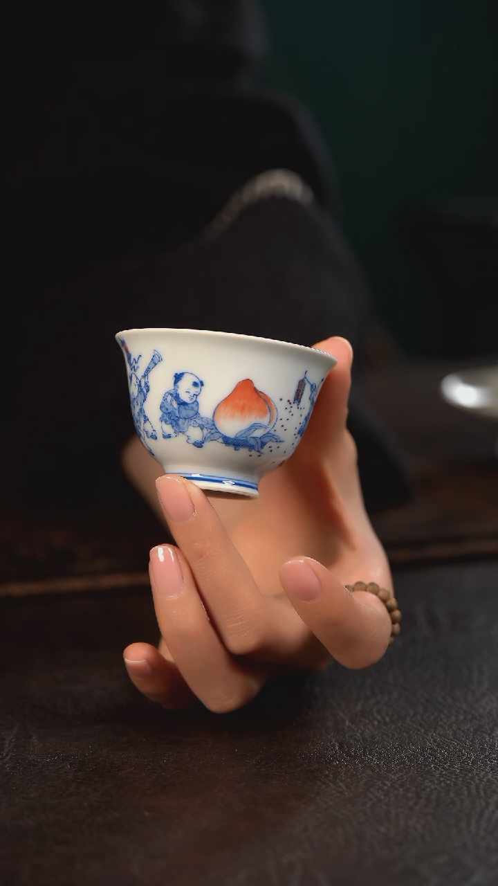 【闪购商品】杯聚澜堂福娃献寿撇口杯