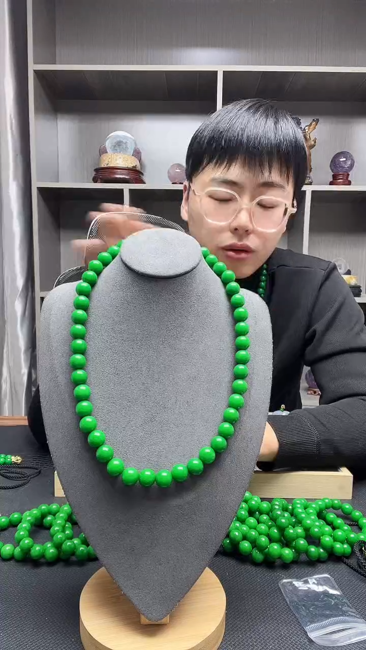 项链14K金镶嵌翡翠猫***5项链