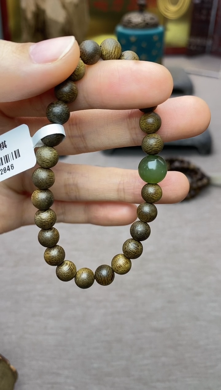 【闪购商品】沉香手串芽庄黄棋沉水老料06＋配饰单圈设计