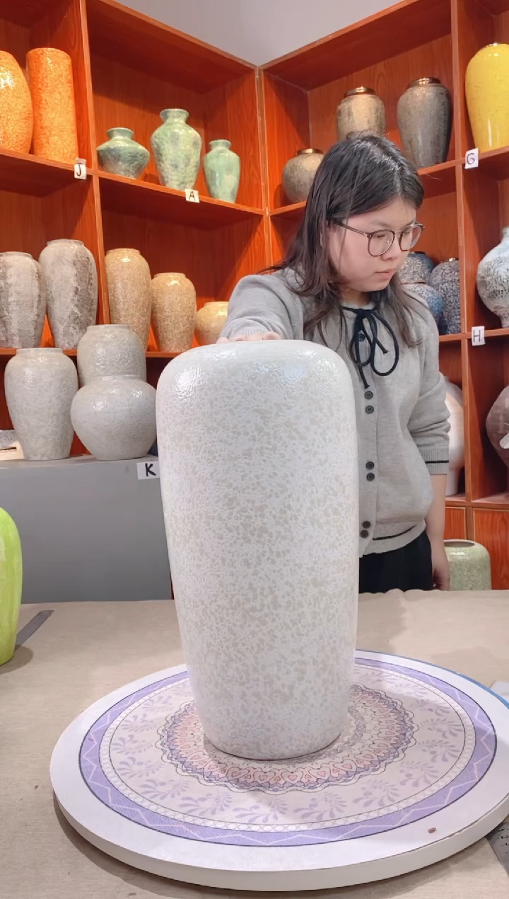 【闪购商品】瓶精品陶瓷花瓶 无花 茶白落地40cm