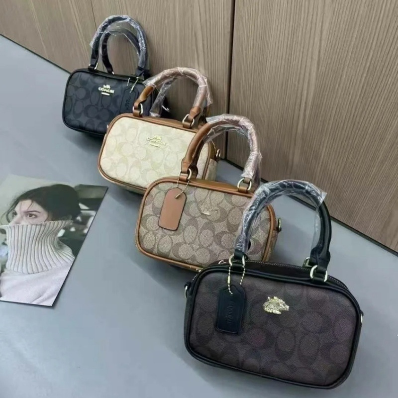 寇家新款Satchel经典老花保龄球小方包单肩斜挎时尚波士顿手提女