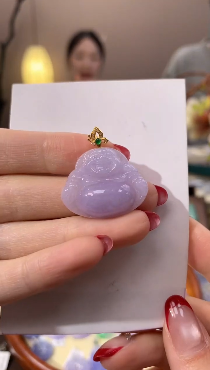 【闪购商品】翡翠颈饰18K金镶嵌天然缅甸a货翡翠