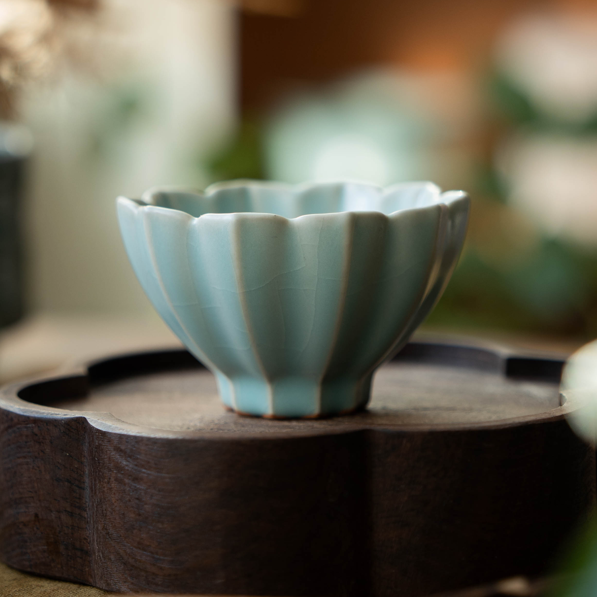 简匠当代汝窑仿古开片可养花口杯汝瓷主人杯汝窑茶杯