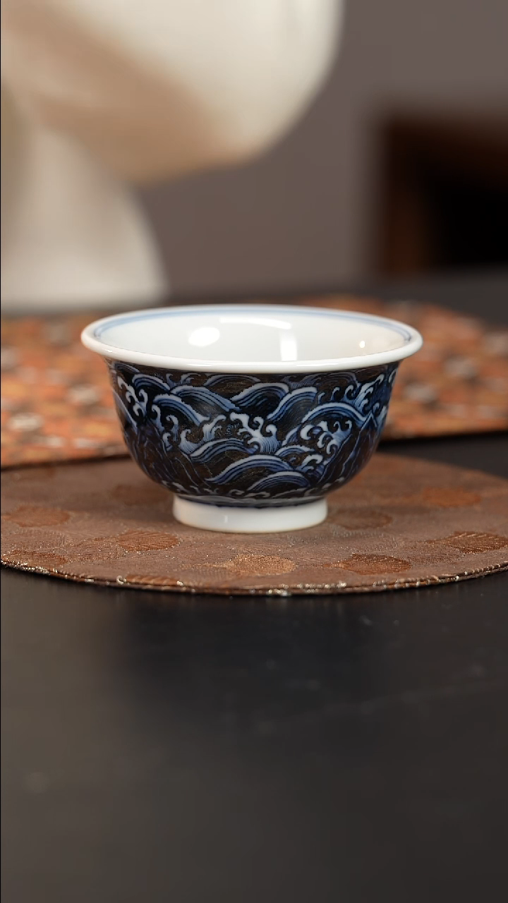 【闪购商品】杯瓷寻柴窑青花海浪