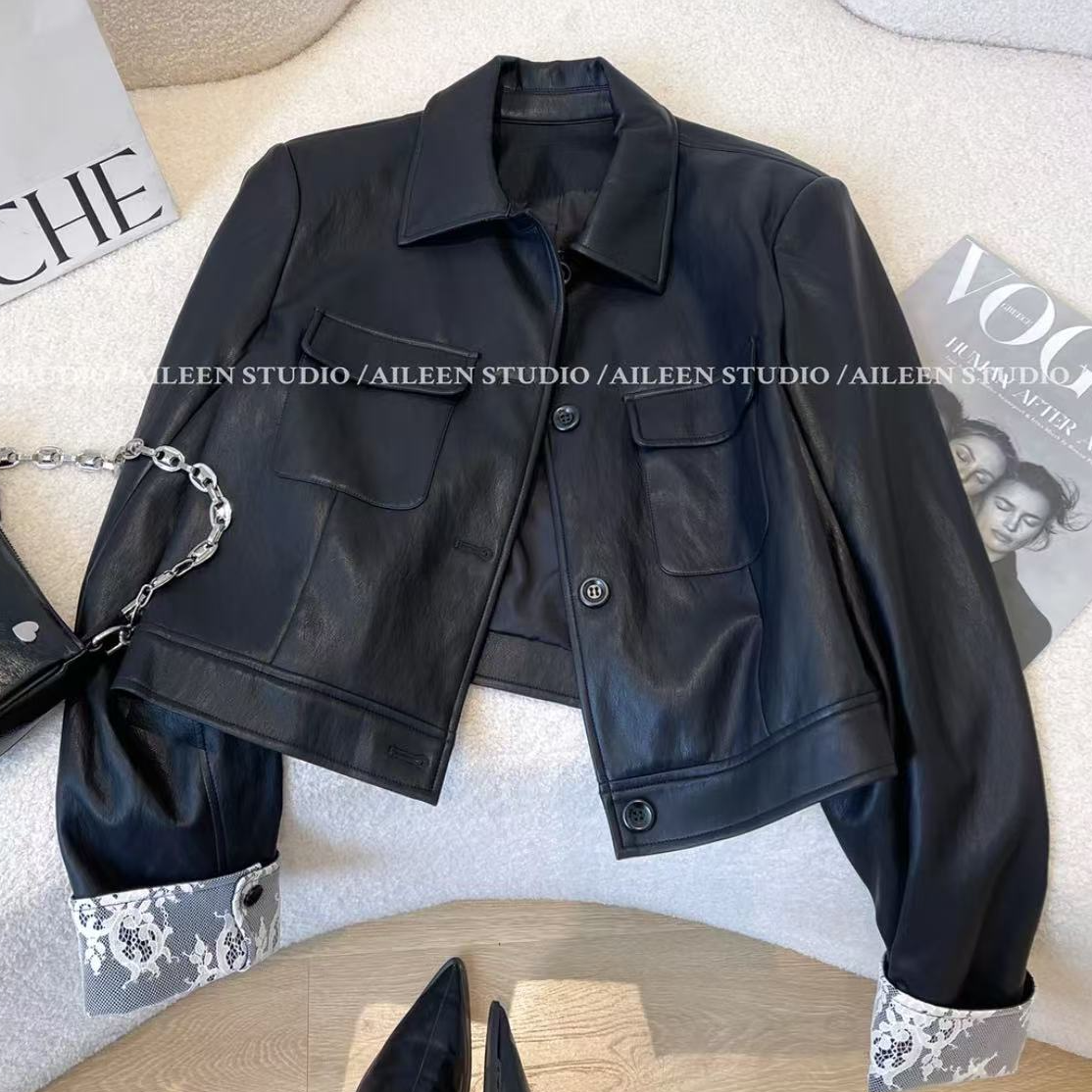 扣号专属链接 女款百搭显瘦时尚皮衣