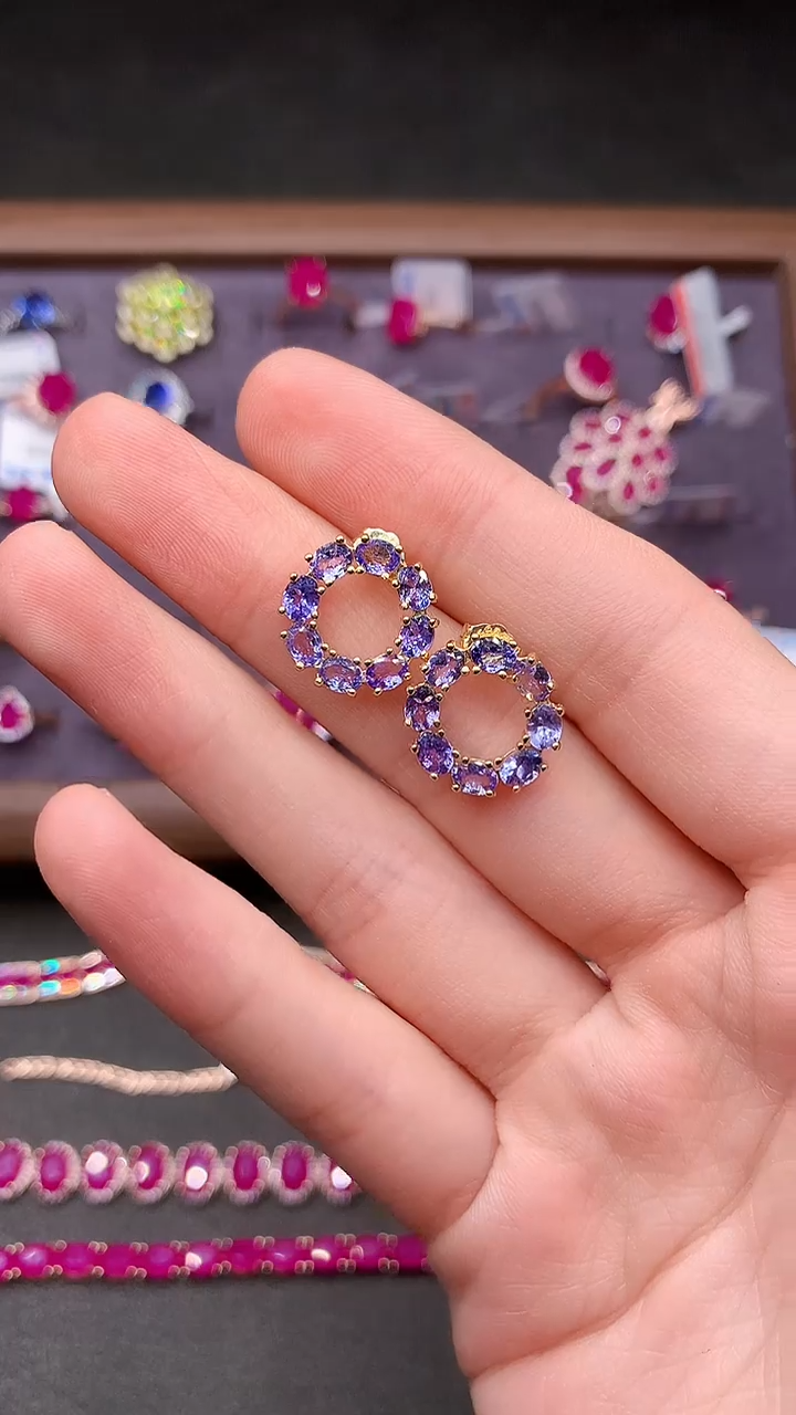 【闪购商品】坦桑石耳饰银S925镶嵌.........